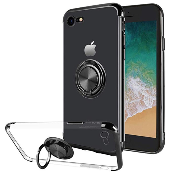 iPhone SE 2020 - Beskyttende silikonetui med ringholder FLOVEME Roséguld