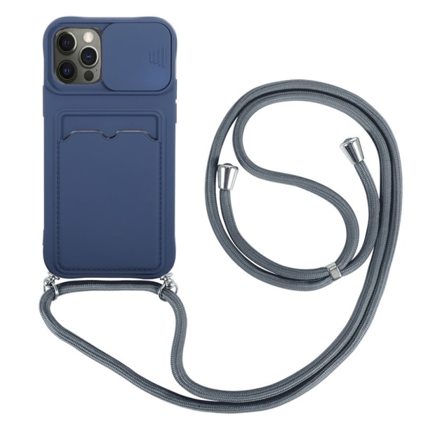 iPhone 12 Pro - Smart silikondeksel med kortrom Mörkblå