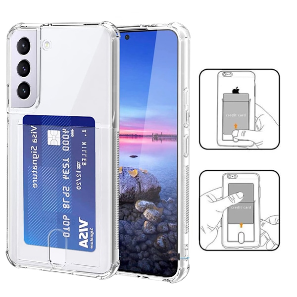 Samsung Galaxy S25 - Stötdämpande Skal med Korthållare Transparent