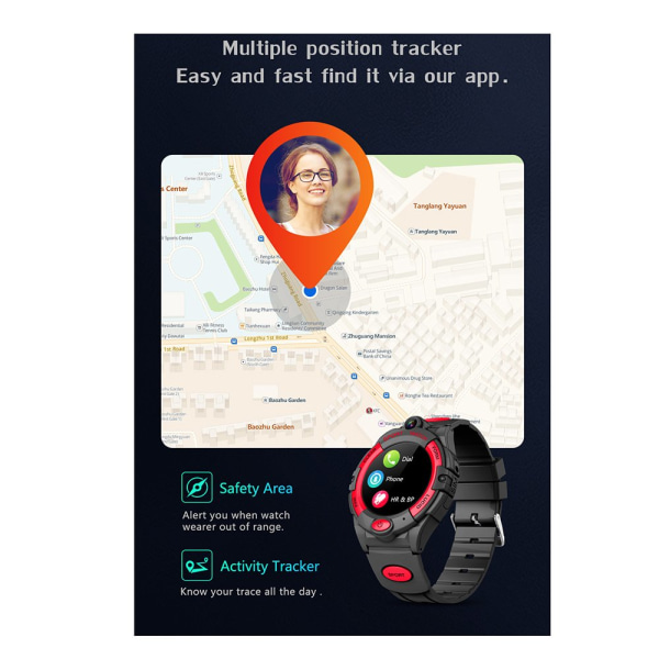 Professionell 4G Smart Barnklocka GPS �vervakning Svart