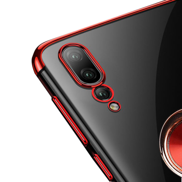 Huawei P20 - Skyddande Silikonskal med Ringhållare FLOVEME Röd