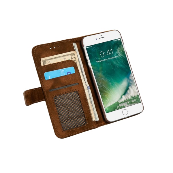 Plånboksfodral i Retrodesign från LEMAN till iPhone 6/6S Brun
