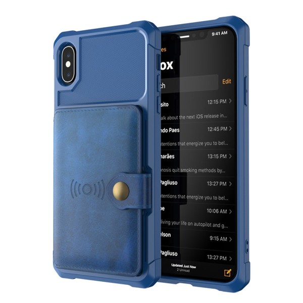 iPhone XS Max - Skyddande Skal med Kortfack Blå Blå