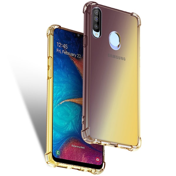 Samsung Galaxy A20S - Ainutlaatuinen Radiant Floveme -silikonisuoja Svart/Guld