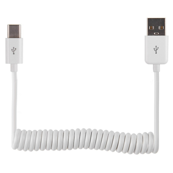 Praktiskt USB till Type-C Fjäder Laddningskabel Vit