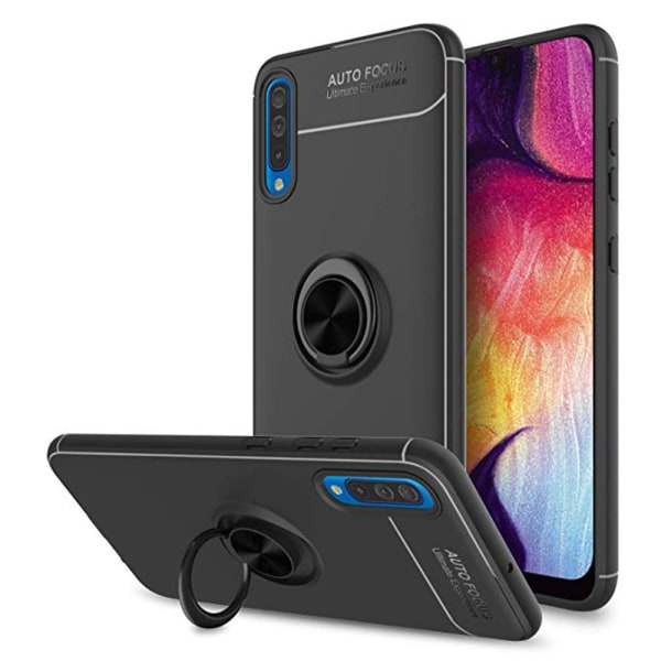 Samsung Galaxy A50 - Stilsäkert AUTO FOCUS Skal Ringhållare Svart/Svart Svart/Svart
