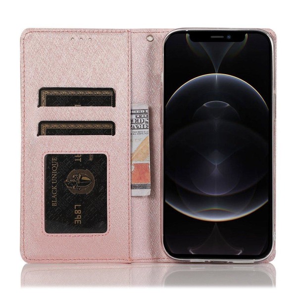 iPhone 12 Pro Max – käytännöllinen lompakkokotelo (FLOVEME) Roséguld