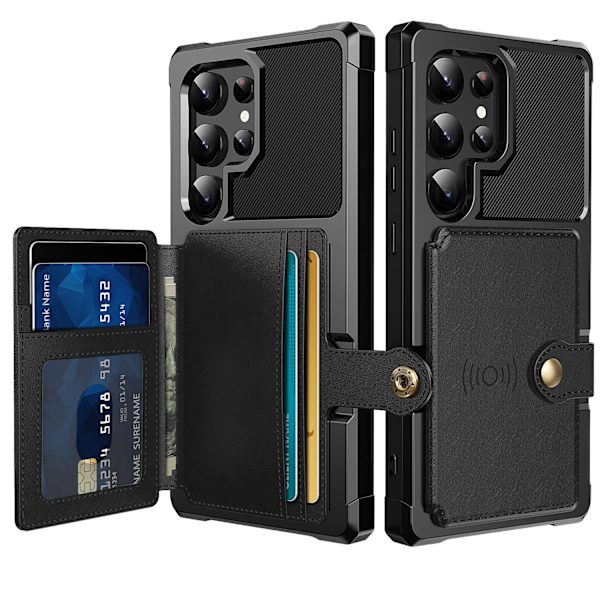 Elegant Plånboksfodral Läder med Fäste för Samsung Galaxy S24 Ultra Röd
