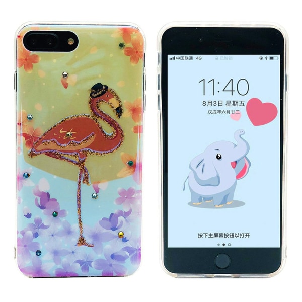 Pink Flamingo - Retroskal av Silikon för iPhone 8Plus