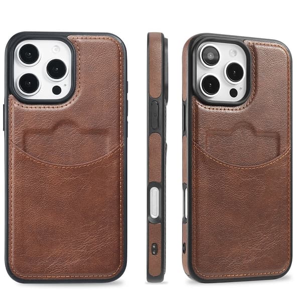 Slimmat Läder Kortfacksskal kompatibel med iPhone 16 pro max Blå