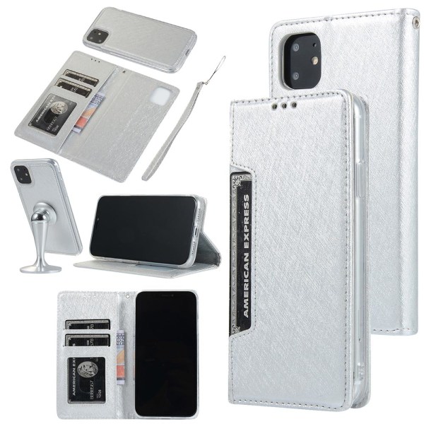 Tyylikäs iskuja vaimentava lompakkokotelo - iPhone 11 Pro Silver
