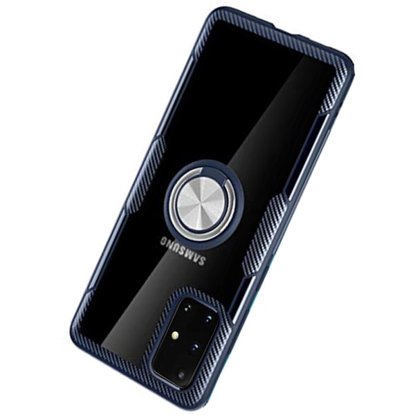 Samsung Galaxy A71 - Praktiskt Leman Skal med Ringhållare Marinblå/Silver