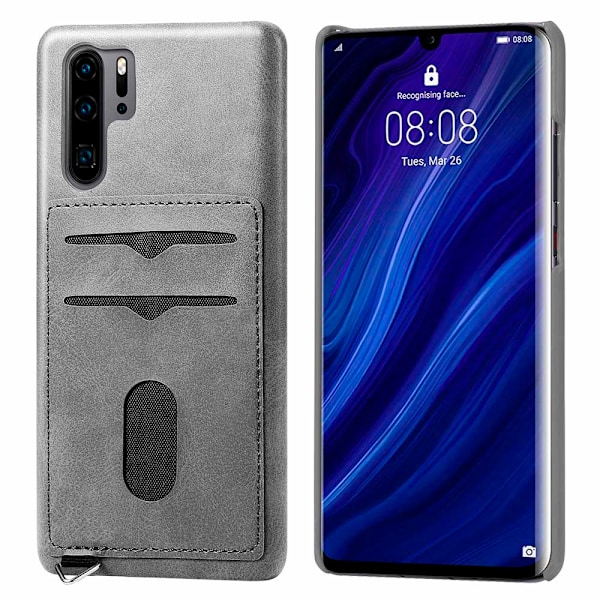 Huawei P30 Pro - Elegant Leman Skal med Kortfack Blågrön Blågrön