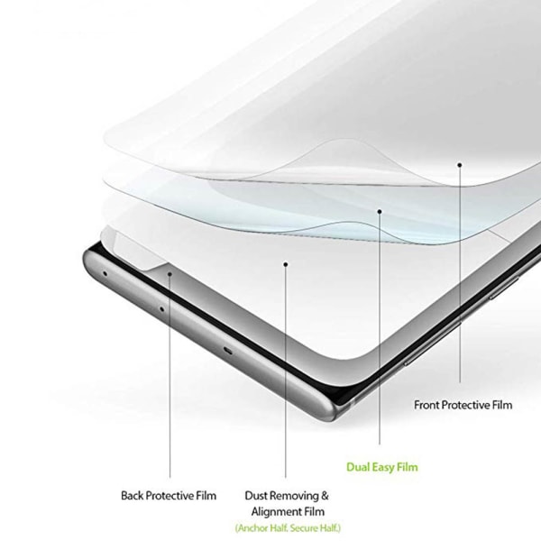 Note10+ 3-PACK näytönsuoja edessä ja takana 9H Nano-Soft HD-Clear Transparent/Genomskinlig