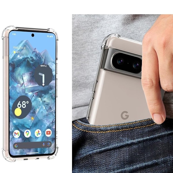 Google Pixel 8 - Flexibelt Skyddsskal i Silikon för Bättre Grepp Clear