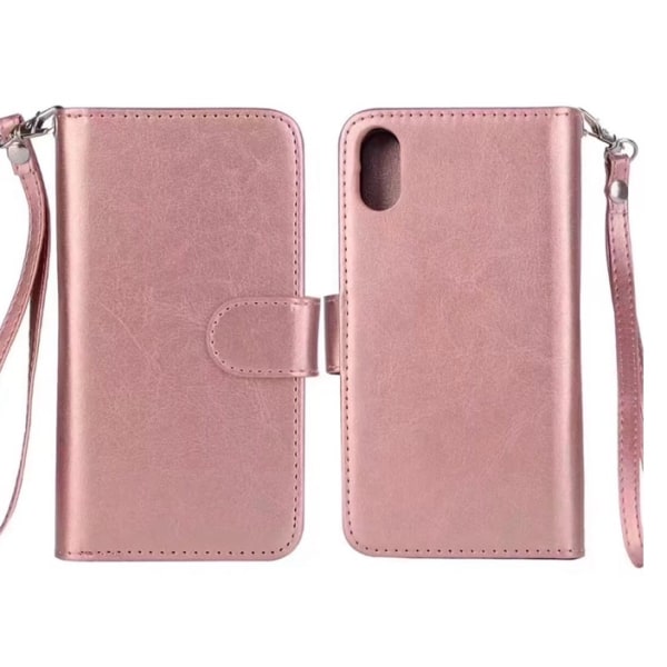 iPhone X/XS - Romslig 9-korts lommebokdeksel Seddelrom Rosa