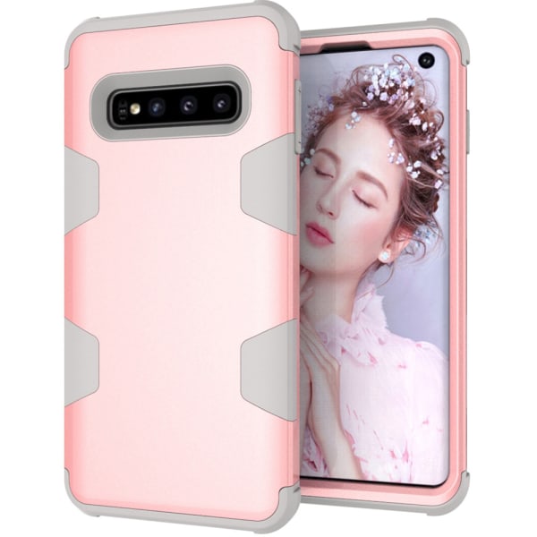 Samsung Galaxy S10 - Praktiskt Skyddande Skal RUGGED ROBOT Svart/Guld