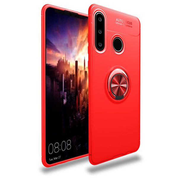 Huawei P30 Lite - Stilfuldt cover med ringholder Röd
