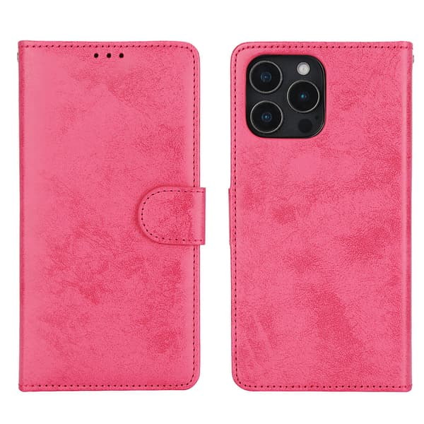 LEMAN Magnetiskt Plånboksfodral kompatibelt med iPhone 16 Pro Rosa