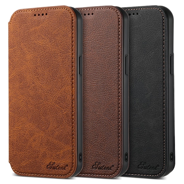 iPhone 13/14 Plånboksfodral - Elegant & Praktiskt Mörkbrun