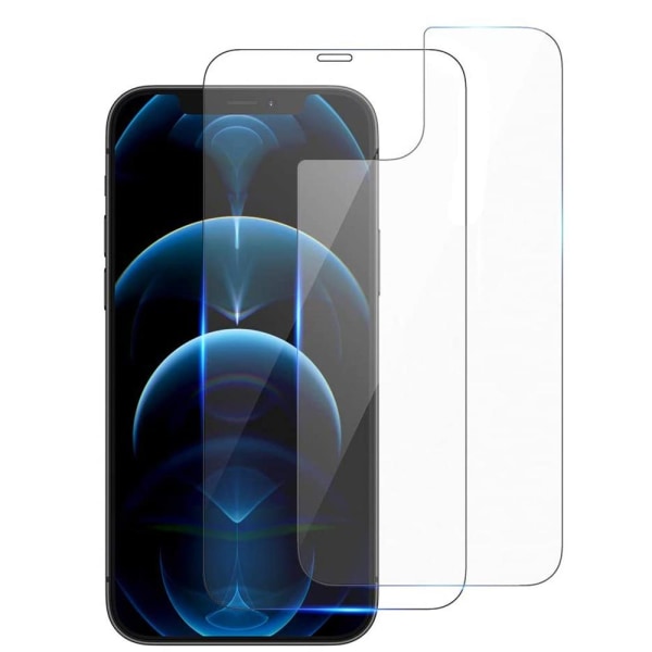 2-PACK iPhone 12:n etu- ja takapaneelin näytönsuoja 0,3 mm Transparent/Genomskinlig