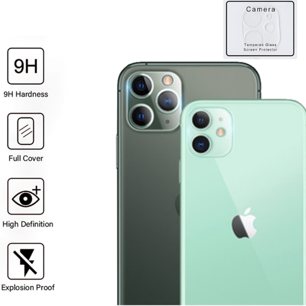 Bakre Kameralins 2-PACK Skärmskydd FullCover 9H 2.5D iPhone 11 Transparent/Genomskinlig
