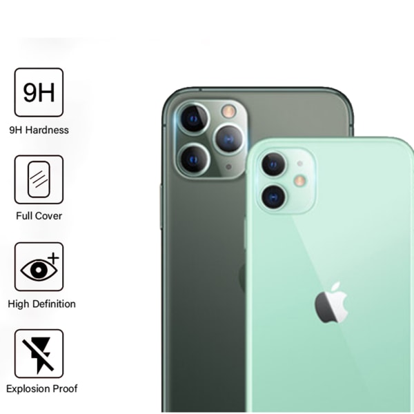 iPhone 11 Pro 2-PACK takakameran linssin suojus 9H 2.5D FullCover Transparent/Genomskinlig