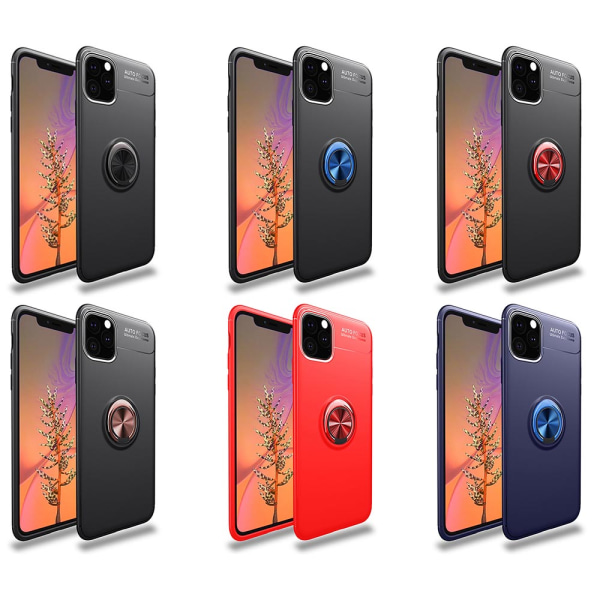 iPhone 11 Pro - Gjennomtenkt silikondeksel med ringholder Röd/Röd