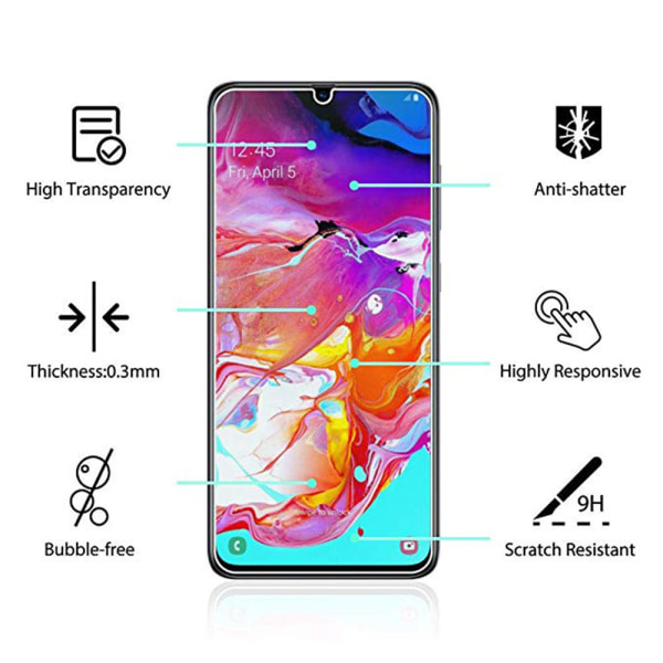 3-PAKKER Samsung Galaxy A70 Standard skjermbeskytter HD 0,3 mm Transparent