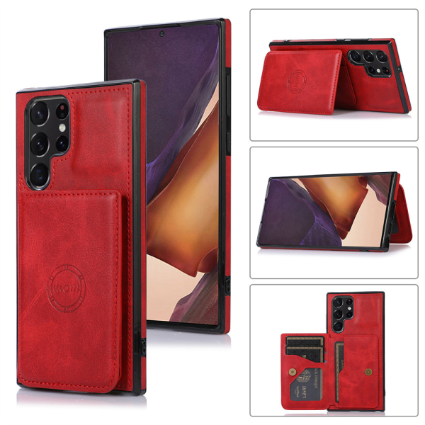 Samsung Galaxy S23 Ultra - Deksel med kortholder Röd