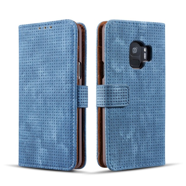 Elegant Retro-Fodral från LEMAN till Samsung Galaxy S9 Plus Blå Blå