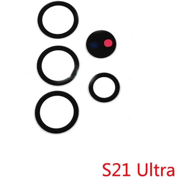 2-PAKK Samsung Galaxy S21 Ultra Bakre kamerafelg Lens reservedel Transparent/Genomskinlig