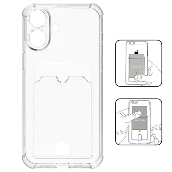 iPhone 16 Plus - 2-i-1 Transparent Skal med Simpelt Kortfack