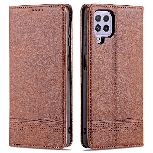 Samsung Galaxy A22 4G - Tankevækkende AZNS Wallet Case Mörkbrun