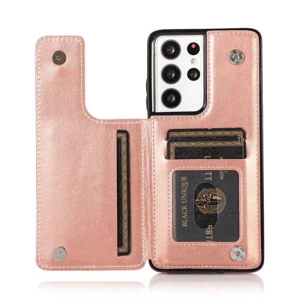 Samsung Galaxy S21 Ultra - Stilfuldt cover med kortholder Roséguld