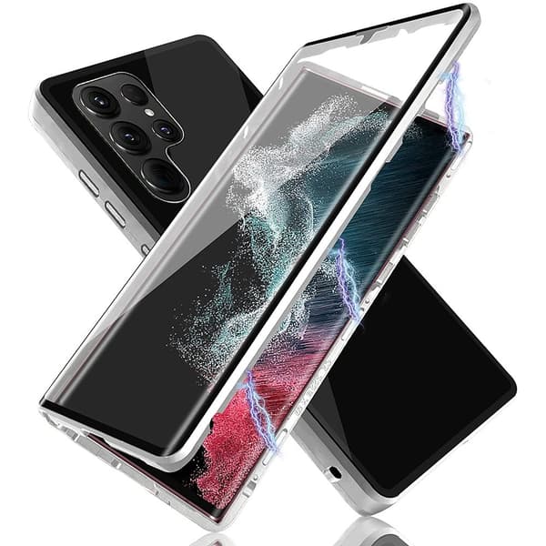 Samsung Galaxy S23 Ultra - Magnetisk Dobbeltskall Silver
