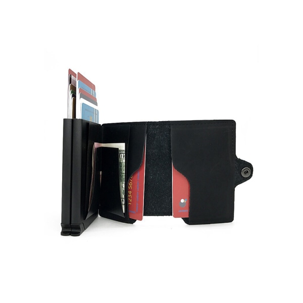 Huolellinen korttiteline alumiinista ja nahasta RFID NFC -suojaus Brun