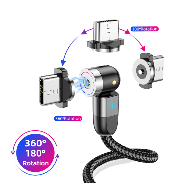 Magnetiskt Micro-USB Laddningskabel Svart 2M