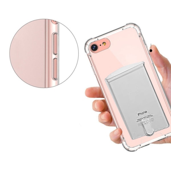 iPhone 6/6S PLUS - Stødabsorberende Floveme Cover med kortholder Transparent/Genomskinlig