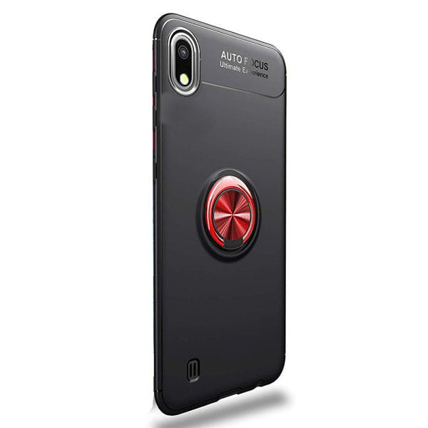 Samsung Galaxy A10 - Praktisk beskyttelsescover med ringholder Röd/Röd