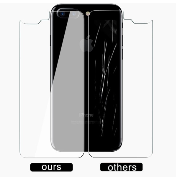 iPhone 7+ 3-PACK Baksida Skärmskydd 9H Screen-Fit HD-Clear. Transparent/Genomskinlig