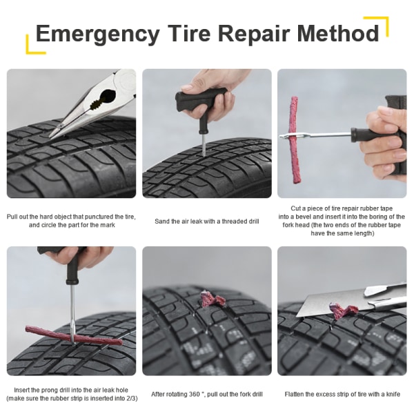 reparasjonsverktøy for slangeløse dekk (CAR) Svart