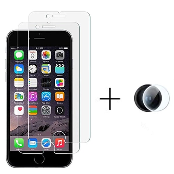 2-PACK iPhone SE 2020 skærmbeskytter + kameralinsebeskytter HD 0,3 mm Transparent/Genomskinlig