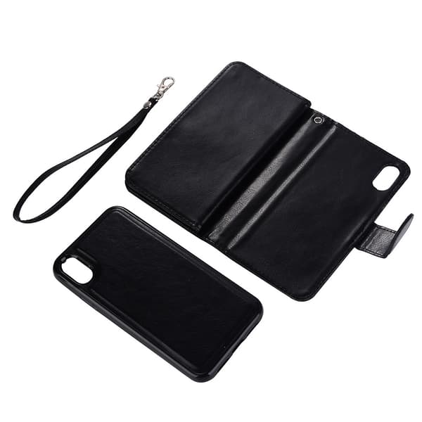Dobbelt pung etui til iPhone XR fra LEMAN Svart