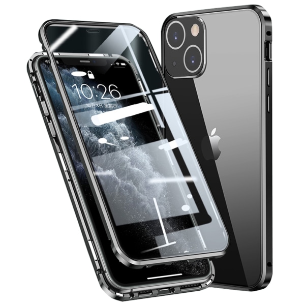 iPhone 14 - Skyddande Magnetiskt Dubbelsidigt Skal Silver