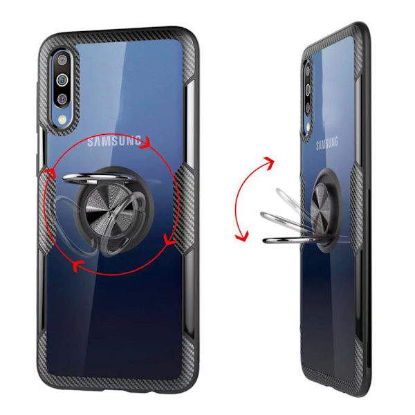 Samsung Galaxy A50 - Skyddande Skal med Ringhållare Blå