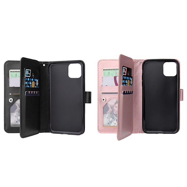 iPhone 12 Pro Max - Rymligt & Praktiskt 9-Kort Plånboksfodral Svart