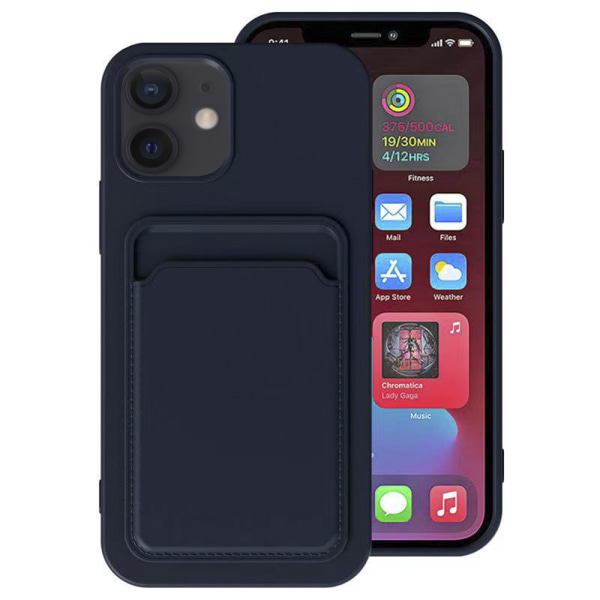 iPhone 12 Mini - Beskyttende stilfuldt cover med kortholder Mörkgrön