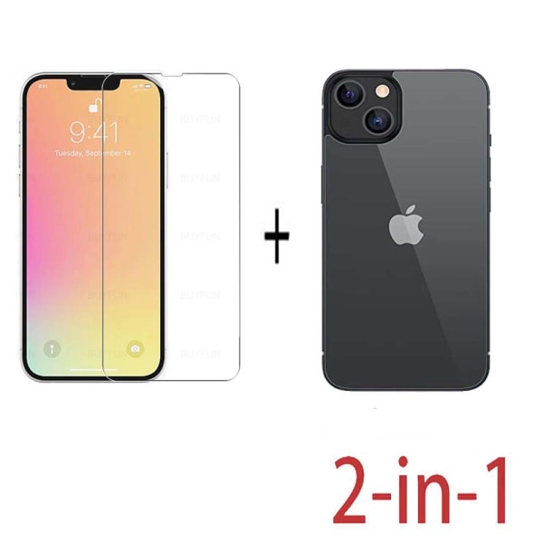 1 sæt iPhone 14 Plus skærmbeskytter foran og bagpå 0,3 mm Transparent
