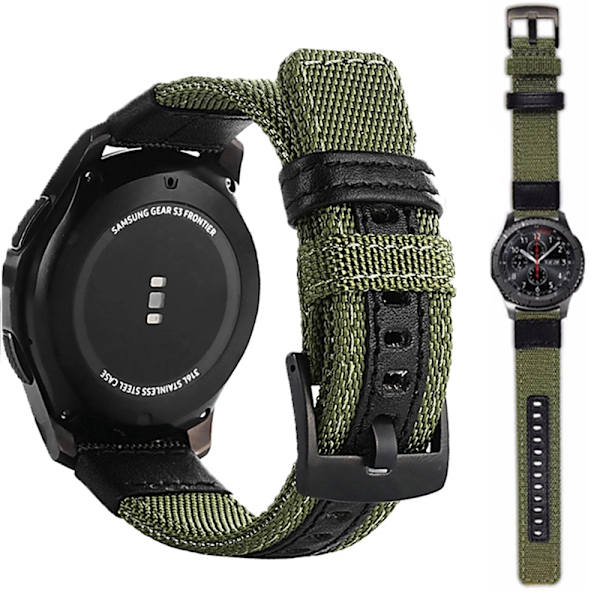 Stilsäkert Nylonarmband - Samsung Galaxy Watch S3 Frontier Khaki 20mm